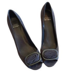 Stuart Weitzman Gray Suede Peep Toe Heels Size 6.5,.Women's Grey Heels